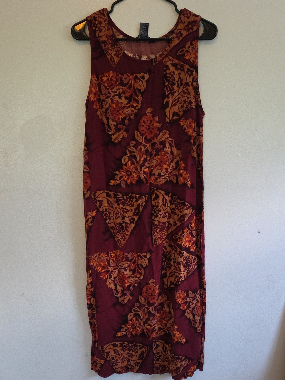 Sleeveless Burgundy Floral Print Maxi Dress